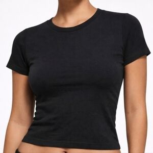 Skims Relaxed Tees Shrunken T Shirt Top Onyx Black Medium NWT